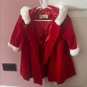 Chic Red Kids Pea Coat with White Trim